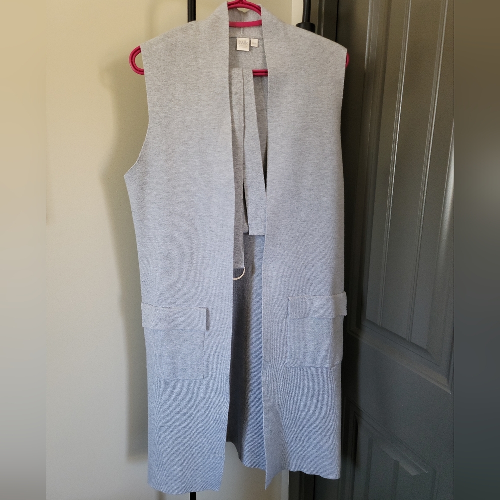Twik Gray Sleeveless Open Front Cardigan Vest